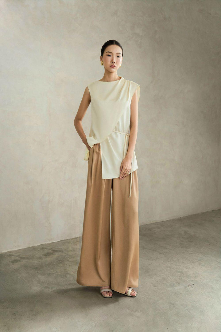 Cassia Straight Wide Leg Linen Cotton Floor Length Pants - MEAN BLVD