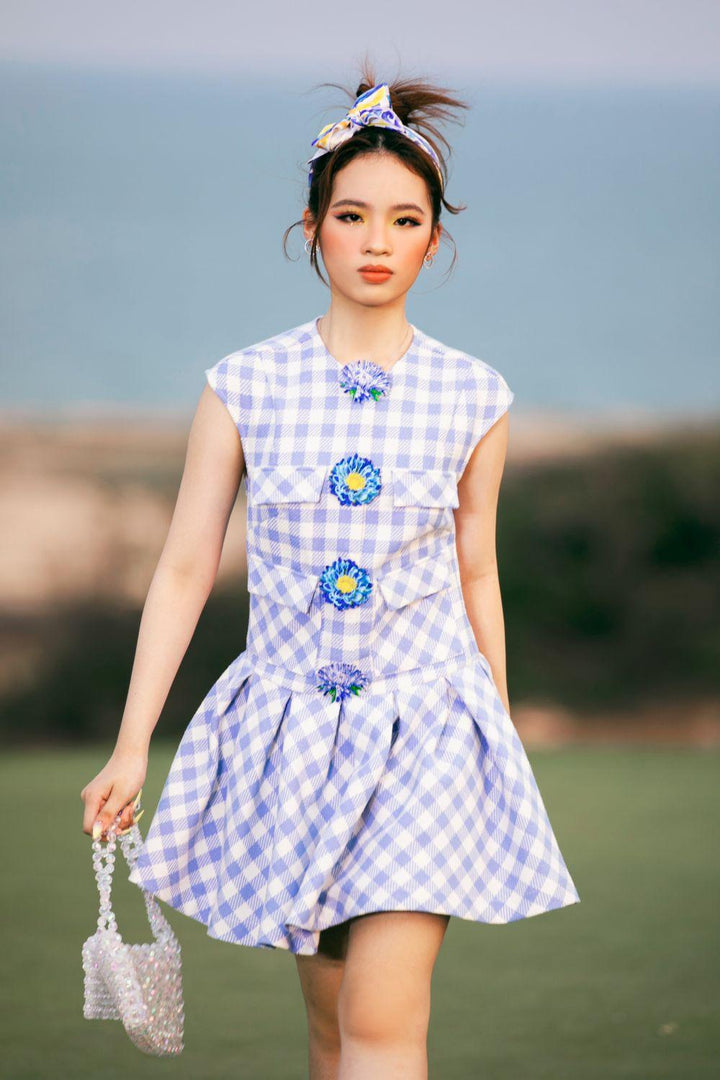 Cataleya Drop Waist Flap Pocket Brocade Mini Dress - MEAN BLVD