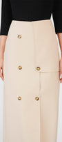 Cecelia Wrap Double Breasted Khaki Midi Skirt - MEAN BLVD