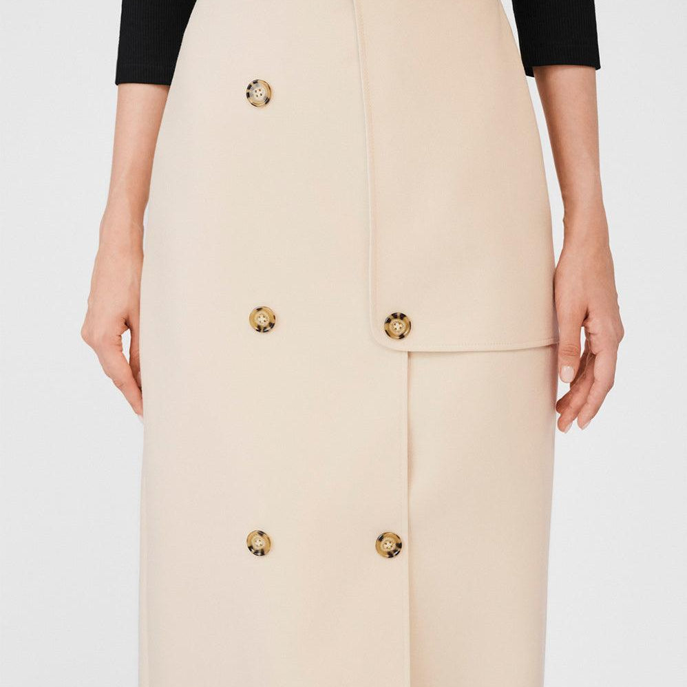 Cecelia Wrap Double Breasted Khaki Midi Skirt - MEAN BLVD