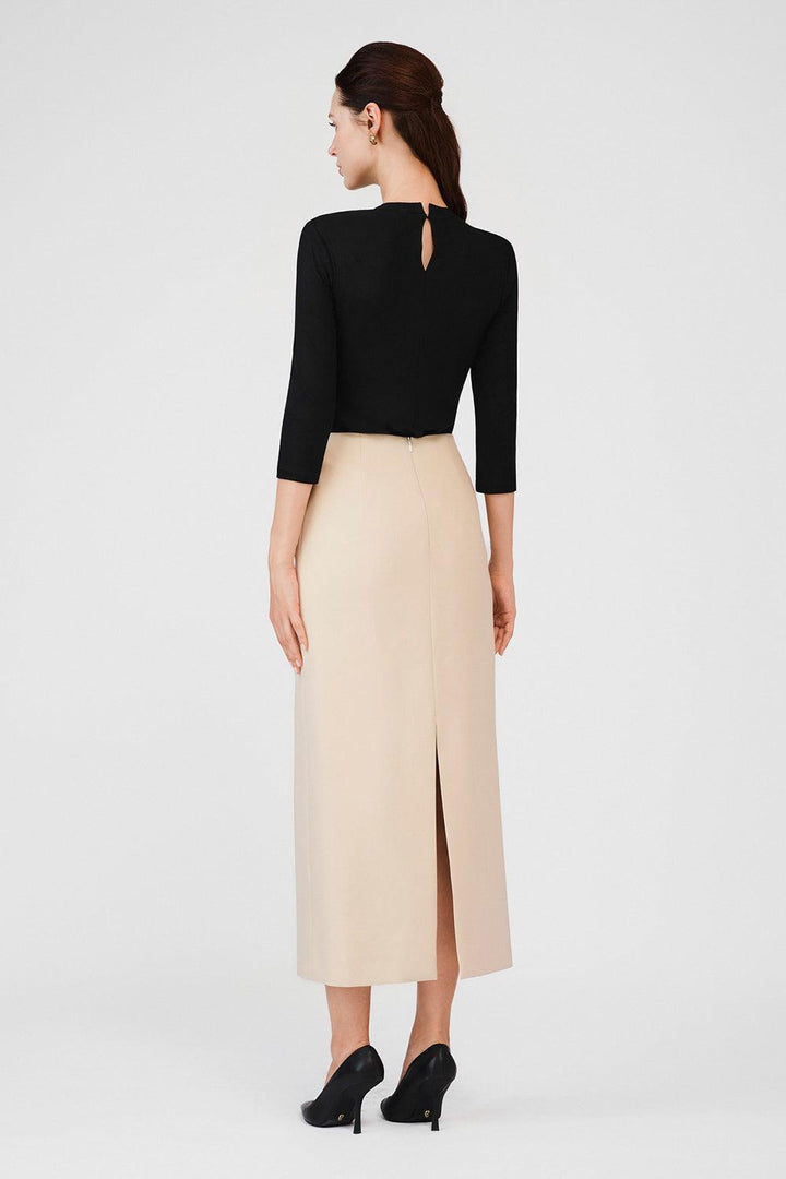 Cecelia Wrap Double Breasted Khaki Midi Skirt - MEAN BLVD