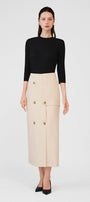 Cecelia Wrap Double Breasted Khaki Midi Skirt - MEAN BLVD