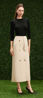 Cecelia Wrap Double Breasted Khaki Midi Skirt - MEAN BLVD