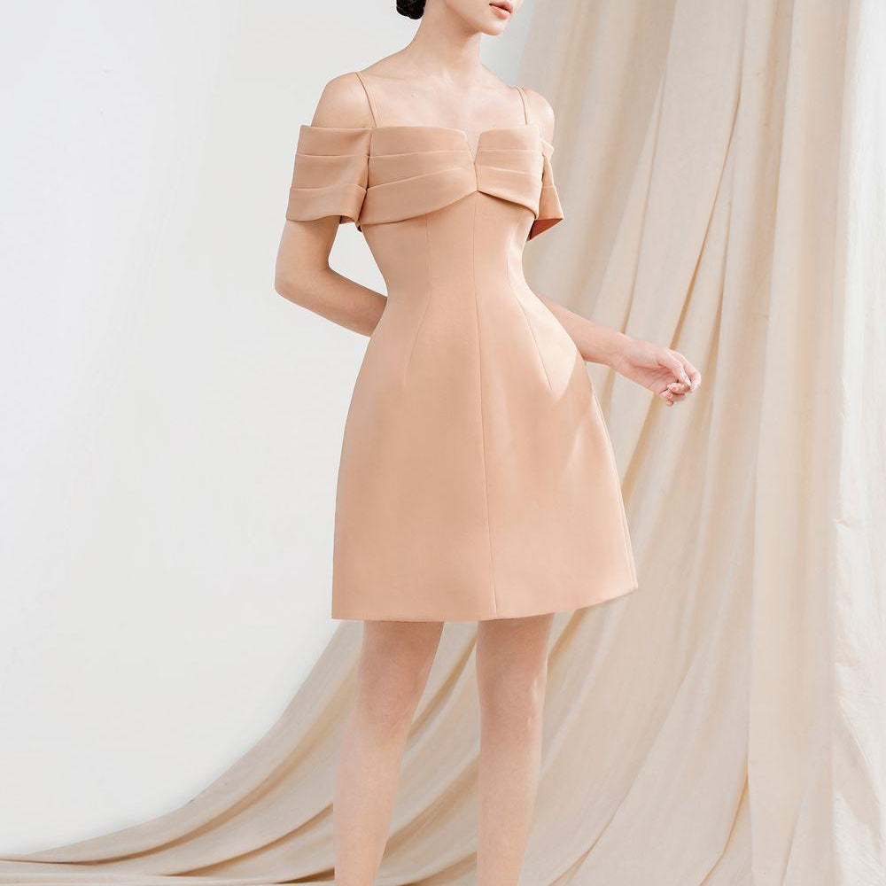 Cecilia A-line Cold Shoulder Sleeved Polycotton Mini Dress - MEAN BLVD