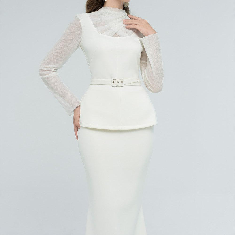 Cecilia Peplum Crossover Neck Spandex Top - MEAN BLVD