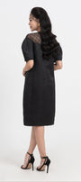 Celestia Cocoon Round Neck Taffeta Below The Knee Dress - MEAN BLVD