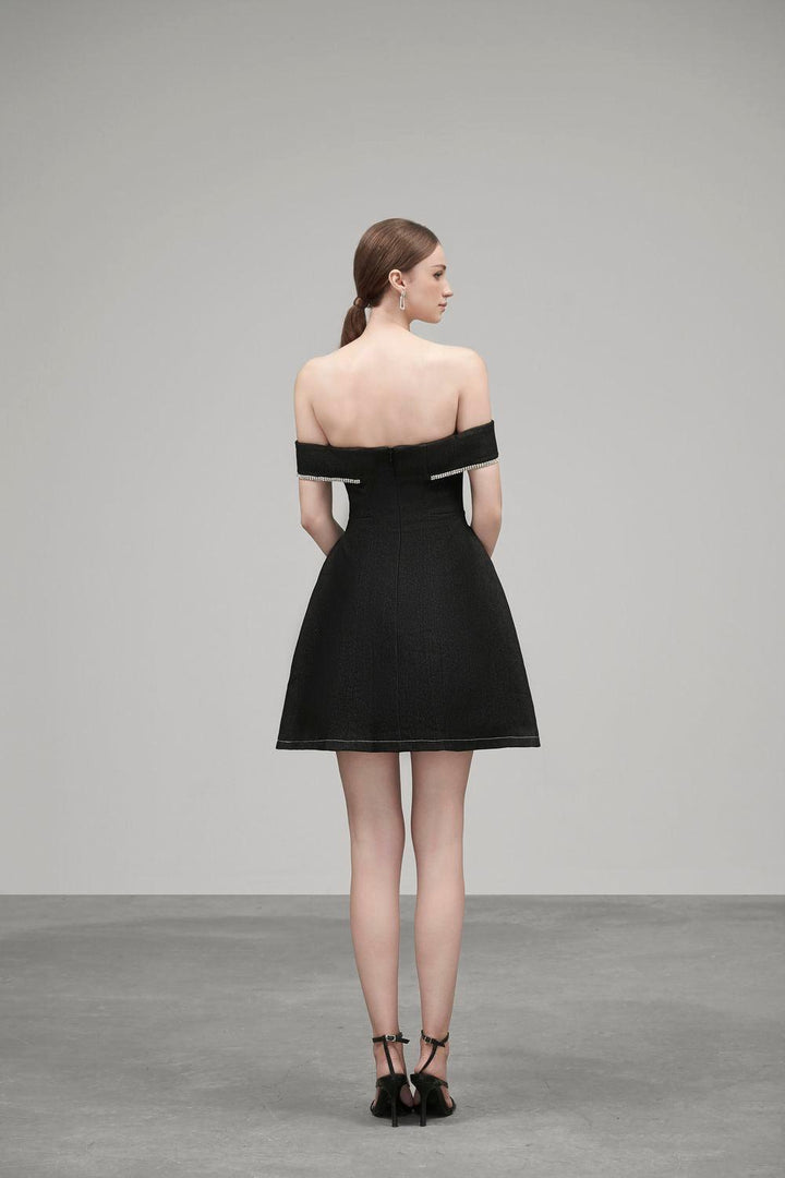 Celine A-line Cold Shoulder Sleeved Denim Mini Dress - MEAN BLVD