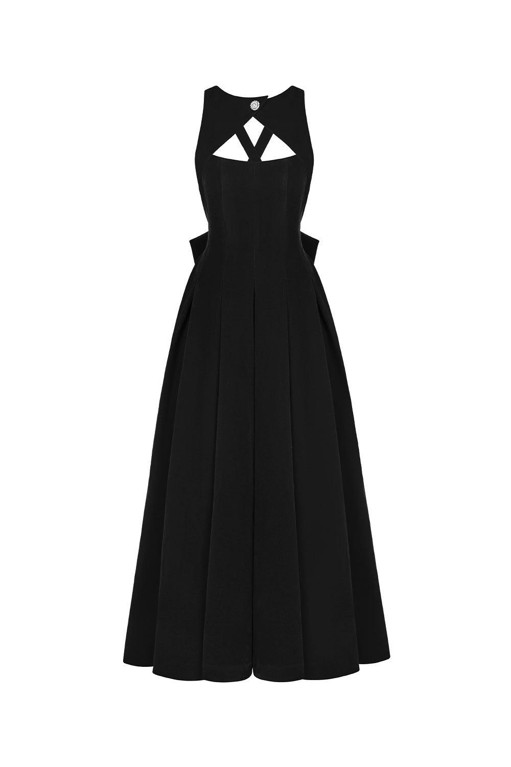 Women's Celine Fit and Flare Pleated Velvet Ankle Length Dress XS/S/M/L Red/Black MEAN BLVD Black / S Women's Celine Fit and Flare Pleated Velvet Ankle Length Dress XS/S/M/L Red/Black MEAN BLVD Black / S