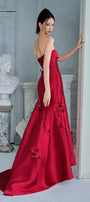 Celine Mermaid Semi-Heart Neck Taffeta Floor Length Dress - MEAN BLVD