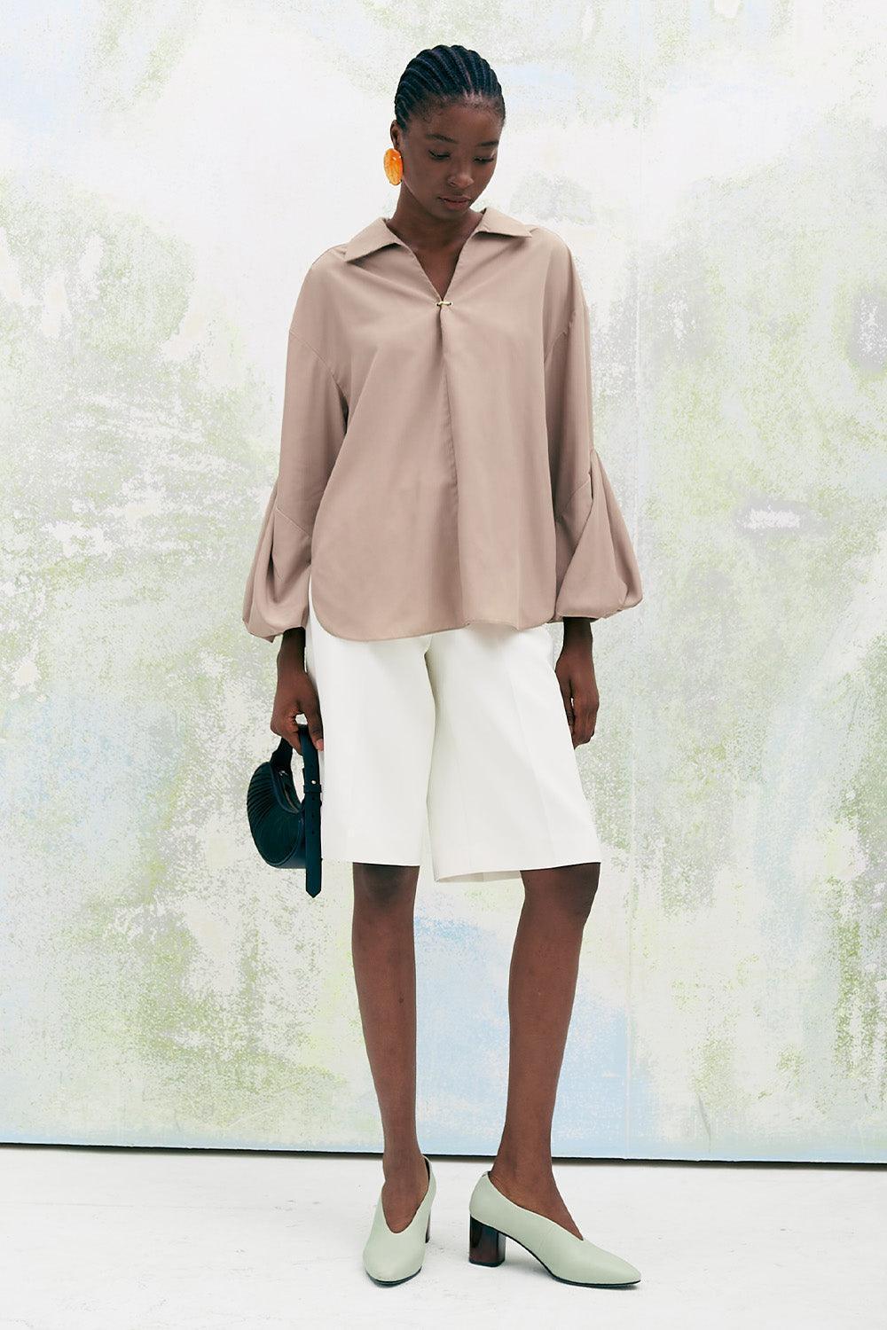 Chamomile Straight Collared Neck Poplin High-low Shirt - MEAN BLVD