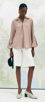 Chamomile Straight Collared Neck Poplin High-low Shirt - MEAN BLVD