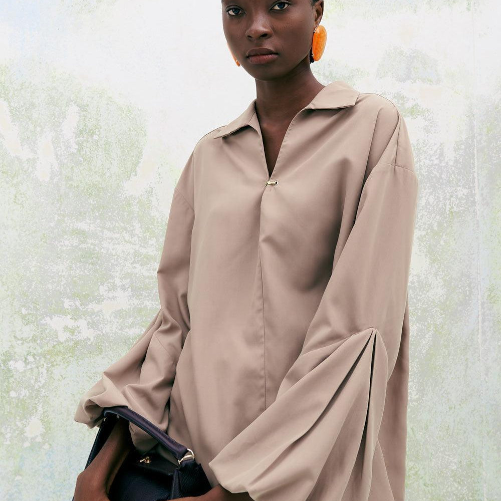 Chamomile Straight Collared Neck Poplin High-low Shirt - MEAN BLVD