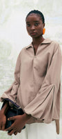 Chamomile Straight Collared Neck Poplin High-low Shirt - MEAN BLVD