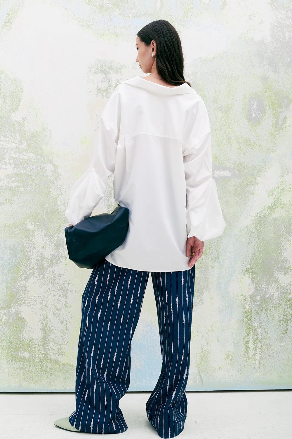 Chamomile Straight Collared Neck Poplin High-low Shirt - MEAN BLVD
