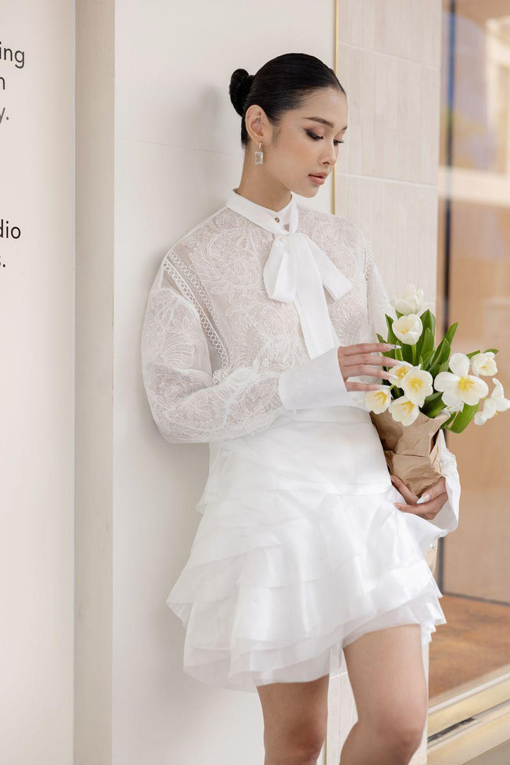 Chana A-line Ruffle Layer Organza Mini Skirt - MEAN BLVD