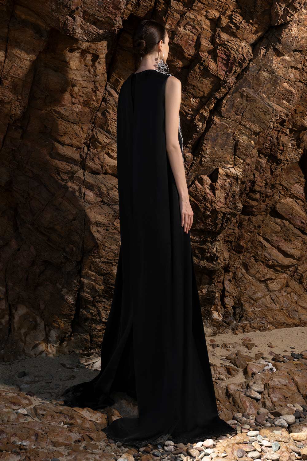 Scarllet Straight Sleeveless Silk Taffeta Maxi Dress