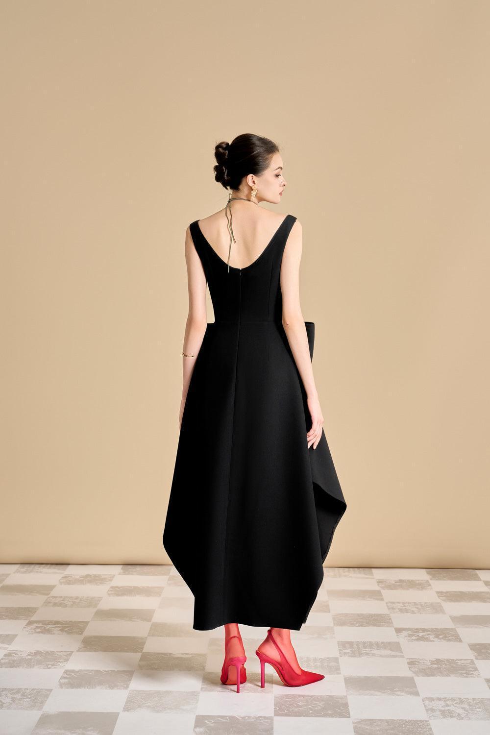 Chandler Asymmetric V-Neck Polyester Ankle Length Dress - MEAN BLVD