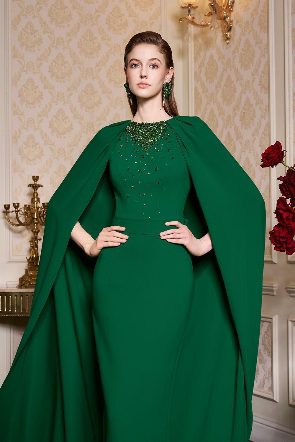 Women's Chanel Sheath Cape Shoulder Silk Floor Length Dress XS/S/M/L/XL/XXL/Customize Green MEAN BLVD Green / S Women's Chanel Sheath Cape Shoulder Silk Floor Length Dress XS/S/M/L/XL/XXL/Customize Green MEAN BLVD Green / S
