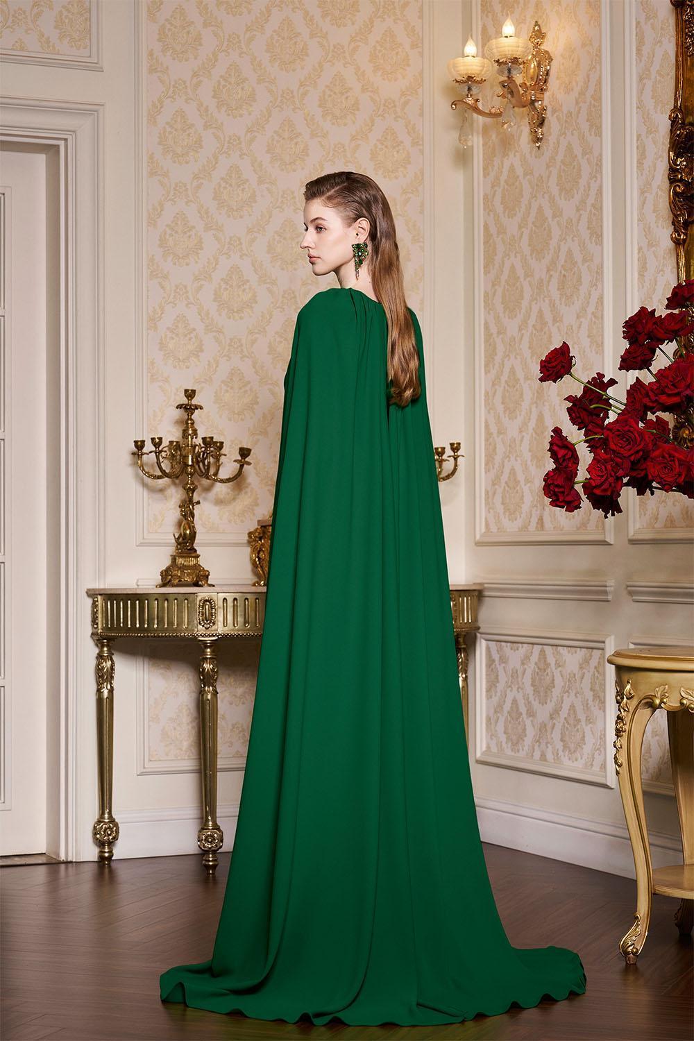 Women's Chanel Sheath Cape Shoulder Silk Floor Length Dress XS/S/M/L/XL/XXL/Customize Green MEAN BLVD Green / S Women's Chanel Sheath Cape Shoulder Silk Floor Length Dress XS/S/M/L/XL/XXL/Customize Green MEAN BLVD Green / S