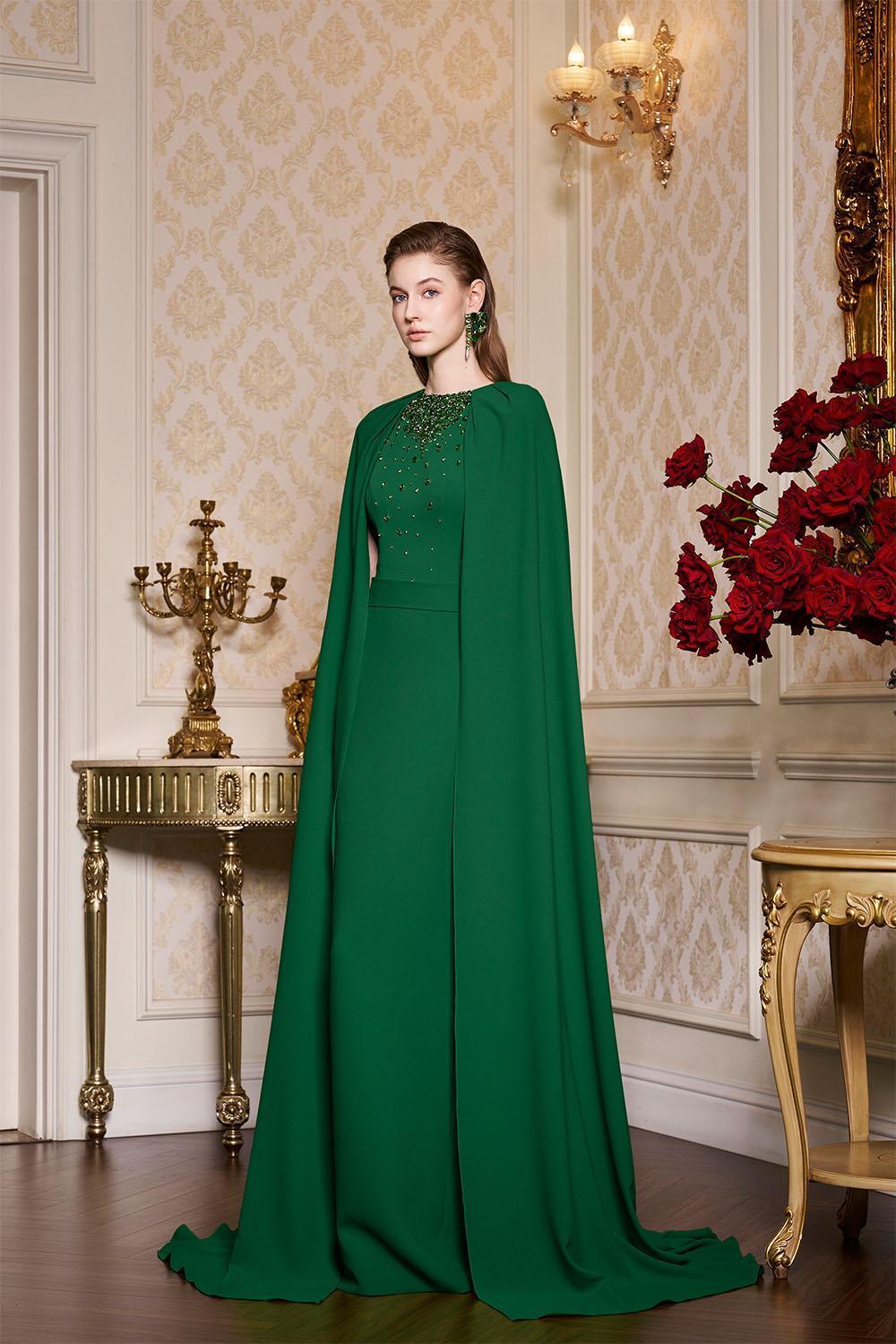 Women's Chanel Sheath Cape Shoulder Silk Floor Length Dress XS/S/M/L/XL/XXL/Customize Green MEAN BLVD Green / S Women's Chanel Sheath Cape Shoulder Silk Floor Length Dress XS/S/M/L/XL/XXL/Customize Green MEAN BLVD Green / S