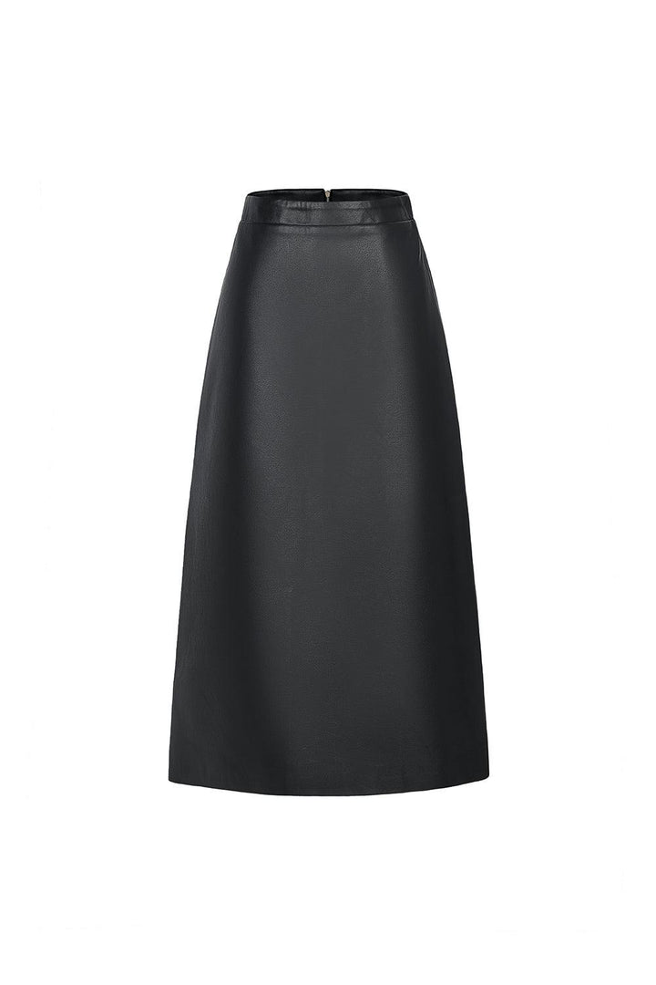 Chantel A-line Back Zipper Leather Midi Skirt - MEAN BLVD