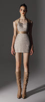 Charade Hourglass Queen Anne Neck Brocade Mini Dress - MEAN BLVD