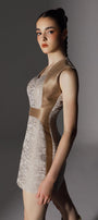 Charade Hourglass Queen Anne Neck Brocade Mini Dress - MEAN BLVD