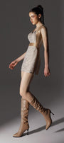 Charade Hourglass Queen Anne Neck Brocade Mini Dress - MEAN BLVD