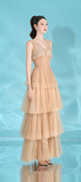 Charles Layered V-Neck Tulle Floor Length Dress - MEAN BLVD
