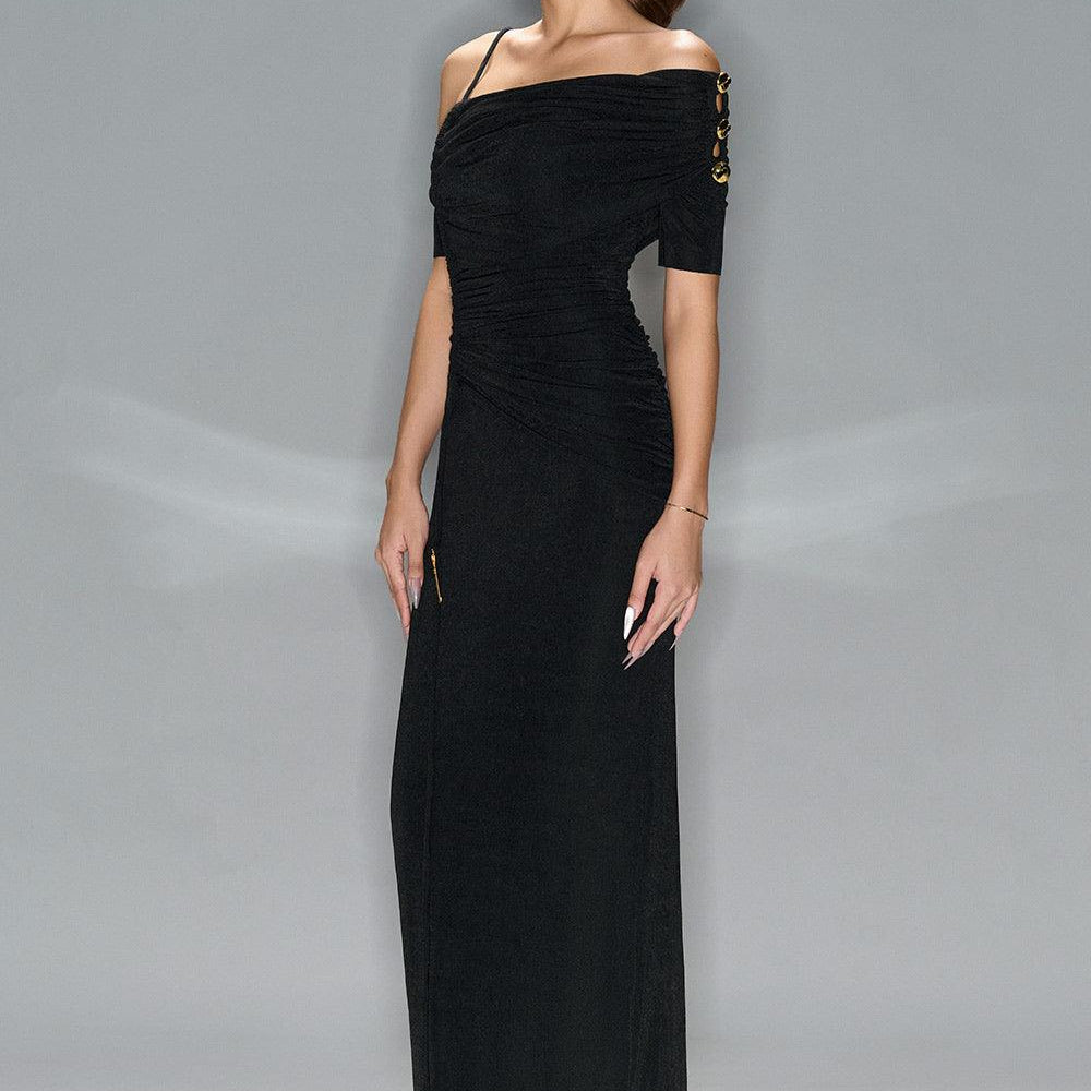 Charlotte Bodycon Gathered Spandex Ankle Length Dress - MEAN BLVD