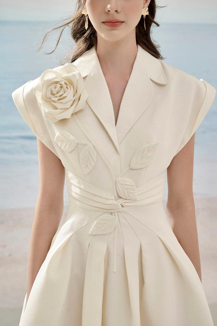 Charlotte Floral A-line Flower Applique Tweed Mini Dress - MEAN BLVD