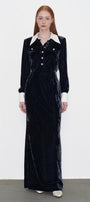 Charlotte Sheath Collared Neck Velvet Maxi Dress - MEAN BLVD