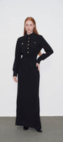 Charlotte Sheath Collared Neck Velvet Maxi Dress - MEAN BLVD