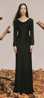 Charm Sheath Cowl Neck Poly Silk Floor Length Dress - MEAN BLVD