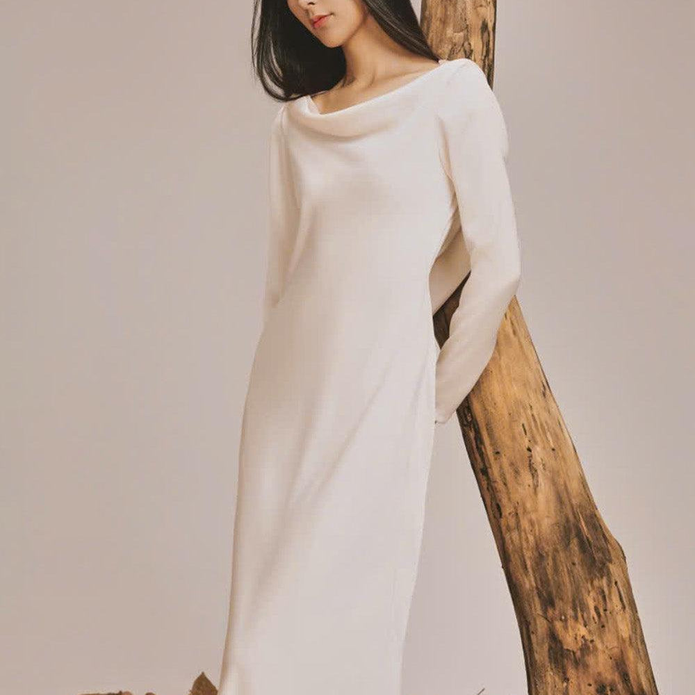 Charm Sheath Cowl Neck Poly Silk Floor Length Dress - MEAN BLVD