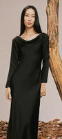 Charm Sheath Cowl Neck Poly Silk Floor Length Dress - MEAN BLVD