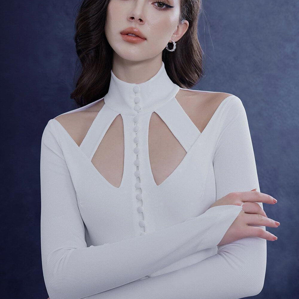 Charmara Bodycon High Neck Wool Top - MEAN BLVD