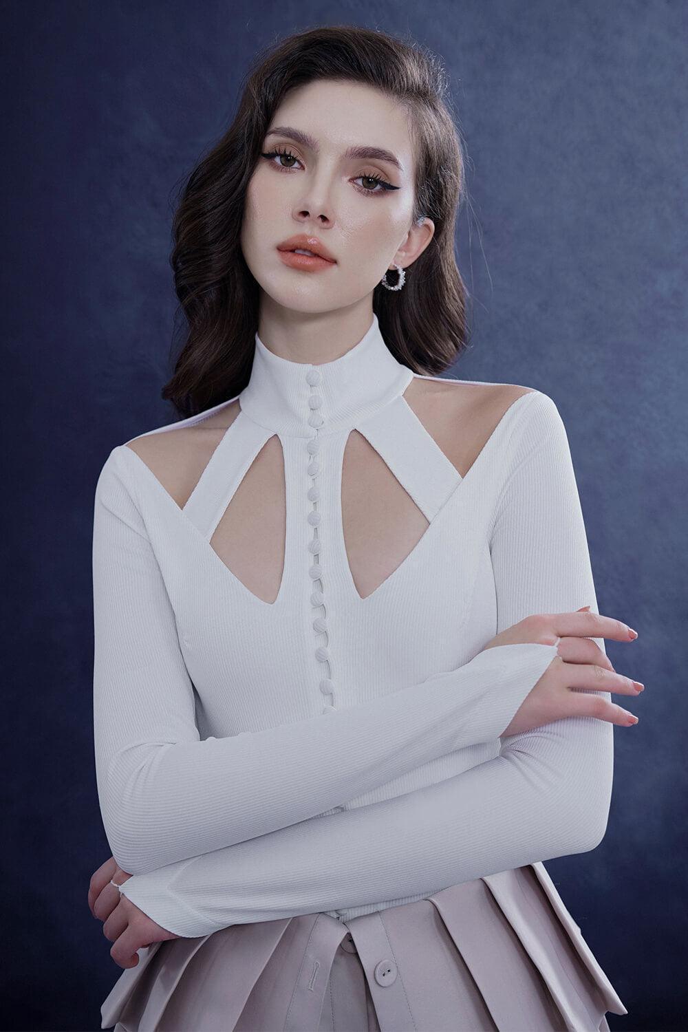 Charmara Bodycon High Neck Wool Top - MEAN BLVD
