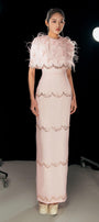 Chaya Sheath Round Neck Mesh Taffeta Floor Length Dress - MEAN BLVD