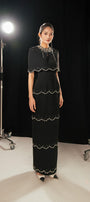 Chaya Sheath Round Neck Mesh Taffeta Floor Length Dress - MEAN BLVD