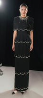 Chaya Sheath Round Neck Mesh Taffeta Floor Length Dress - MEAN BLVD