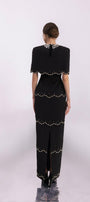 Chaya Sheath Round Neck Mesh Taffeta Floor Length Dress - MEAN BLVD