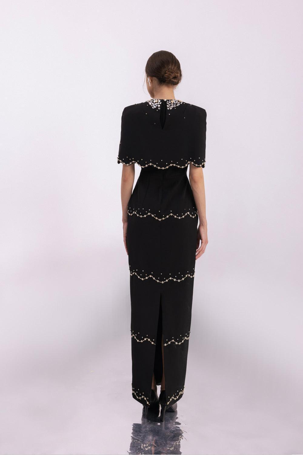 Chaya Sheath Round Neck Mesh Taffeta Floor Length Dress - MEAN BLVD