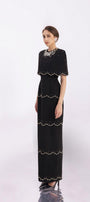 Chaya Sheath Round Neck Mesh Taffeta Floor Length Dress - MEAN BLVD