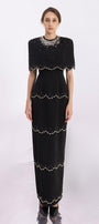 Chaya Sheath Round Neck Mesh Taffeta Floor Length Dress - MEAN BLVD
