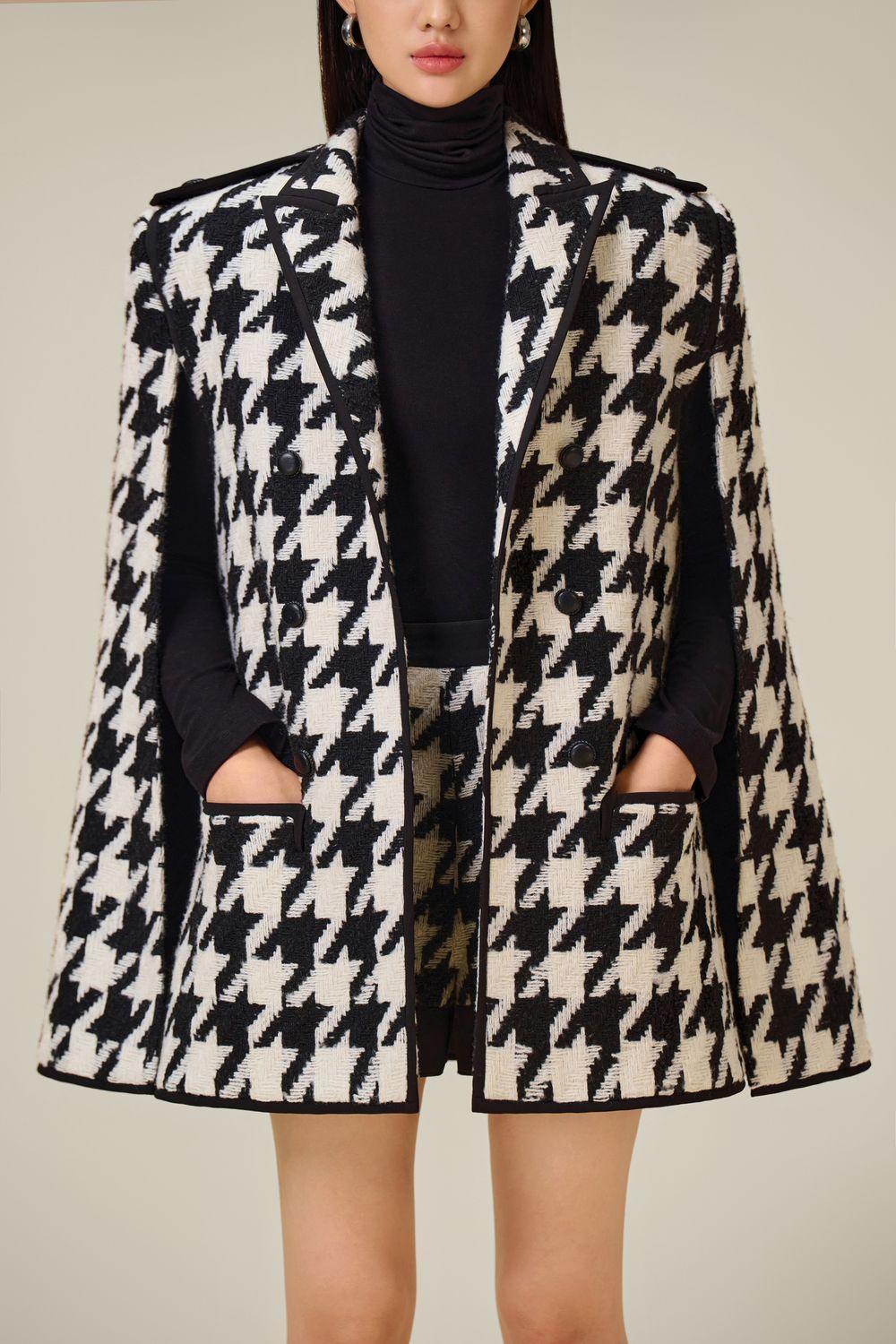 Houndstooth deals cape coat