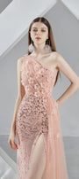Chelsea Slit One Shoulder Organza Midi Dress - MEAN BLVD