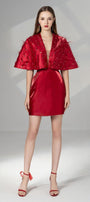 Cherie A-line V-Neck Taffeta Mini Dress - MEAN BLVD
