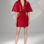 Cherie A-line V-Neck Taffeta Mini Dress - MEAN BLVD