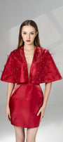 Cherie A-line V-Neck Taffeta Mini Dress - MEAN BLVD